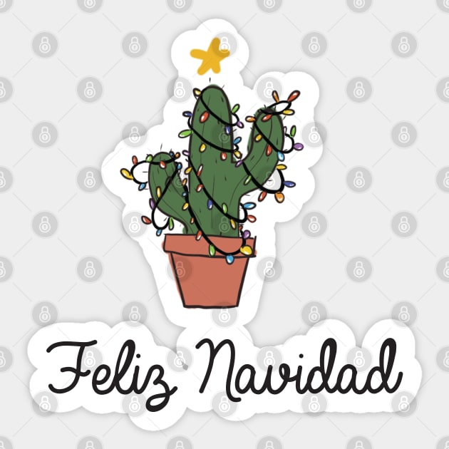 Feliz Navidad Christmas Cactus Sticker by CloudWalkerDesigns